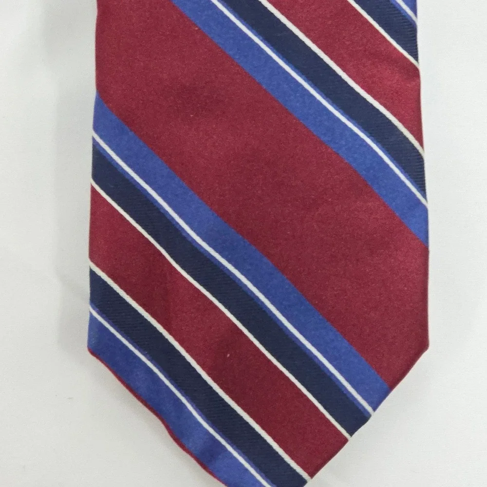 Jones‎ New York Necktie Burgundy Blue Striped Business Career Men's Tie